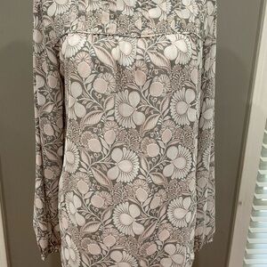 NWT! LOFT Pink & Gray Sheath Top with Bishop Sleeves